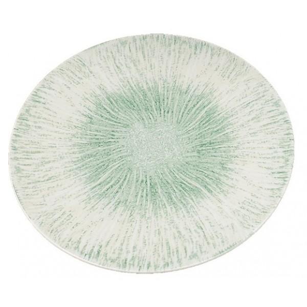 Assiette Axone Ø27 cm en porcelaine verte et blanche
