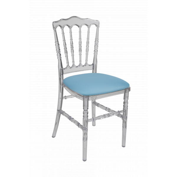 CHAISE NAPOLEON cristal fixe avec assise LYCRA BLEU