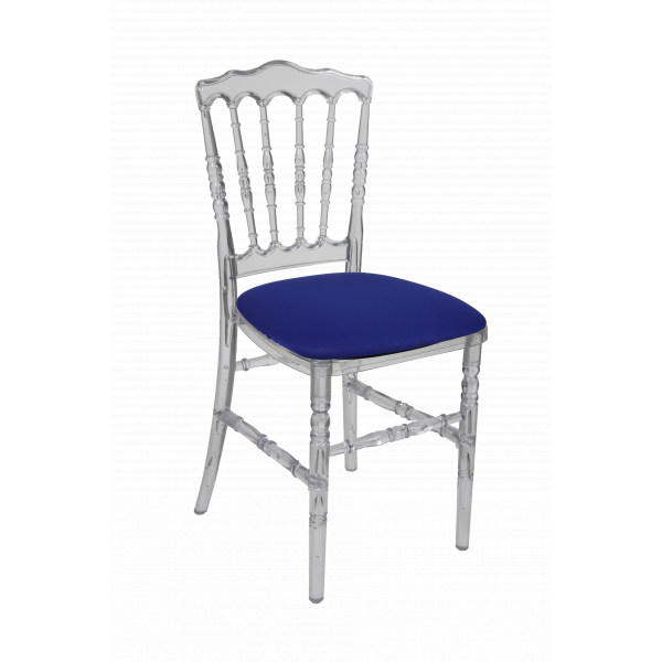 CHAISE NAPOLEON cristal fixe avec assise LYCRA BLEU ROI